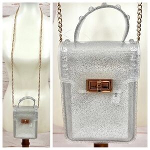 NWT Linea Donna Studded Clear Glitter Sparkle Jelly Crossbody Kelly Handbag